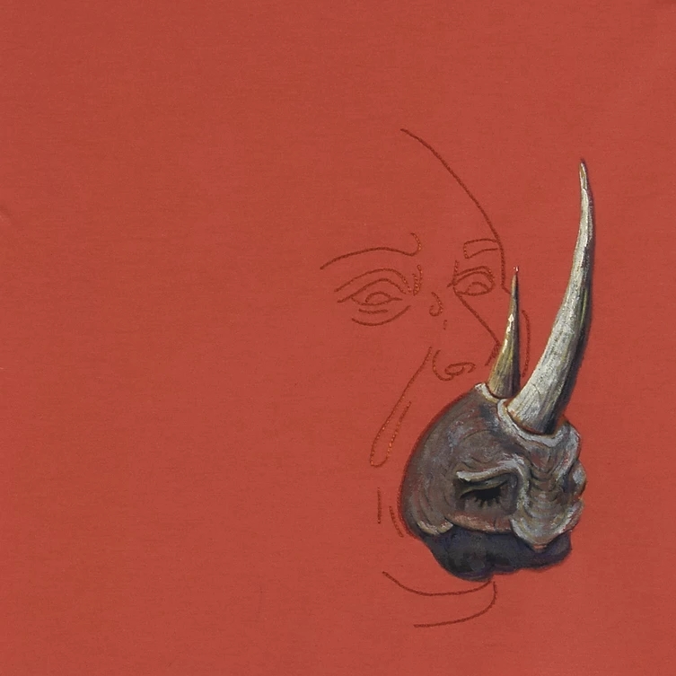 Sana Jaafar, Rhinoceratidae, 2018, Broderie et peinture sur coton, 30 x 29cm